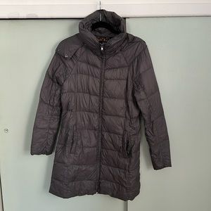 I.N.C Long Gray Puffer Jacket with Leopard Lining